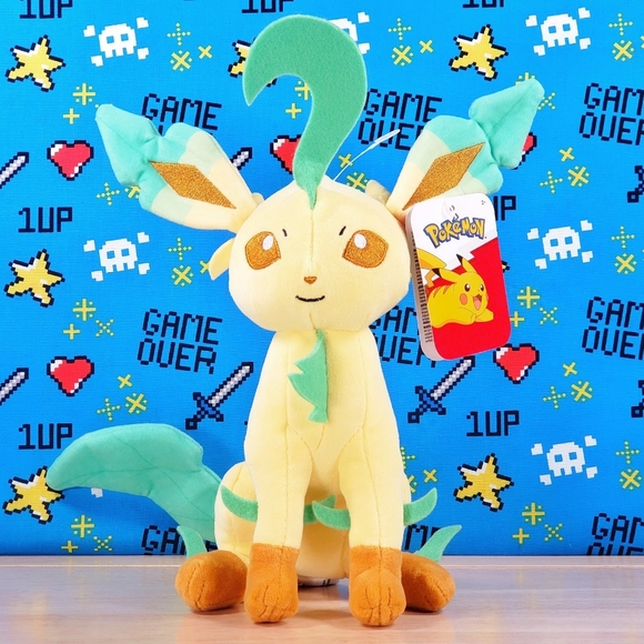 Jazwares Pokemon Leafeon Phyllali Folipurba 9" Video Game Exclusive HTF Plush - Picture 1 of 8